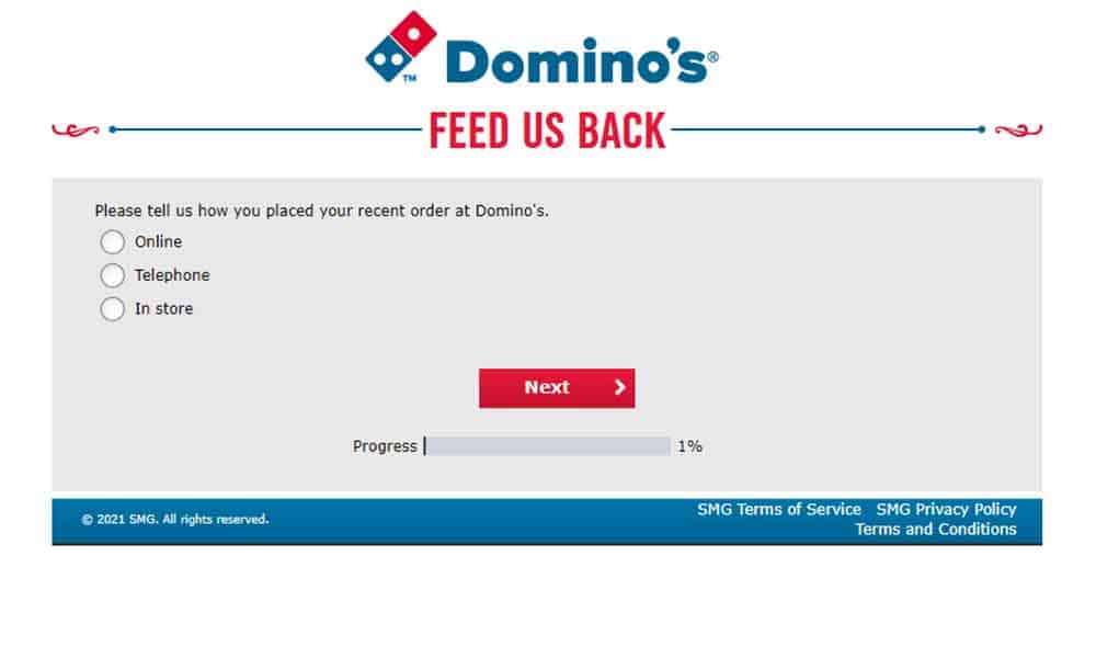 Domibos free pizza survey