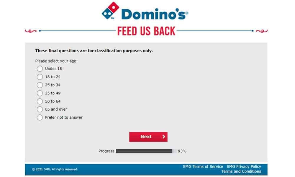 Dominos feedback survey