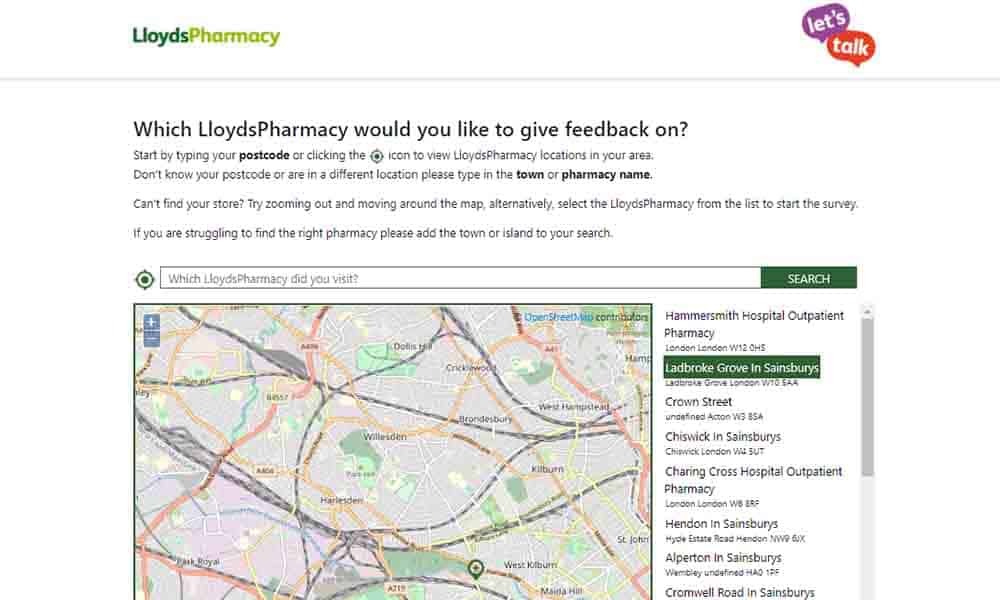 Lloyds Pharmacy Let's Talk Survey