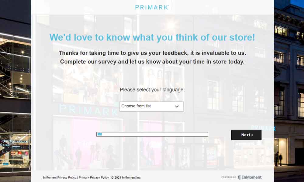 tell primark feedback survey