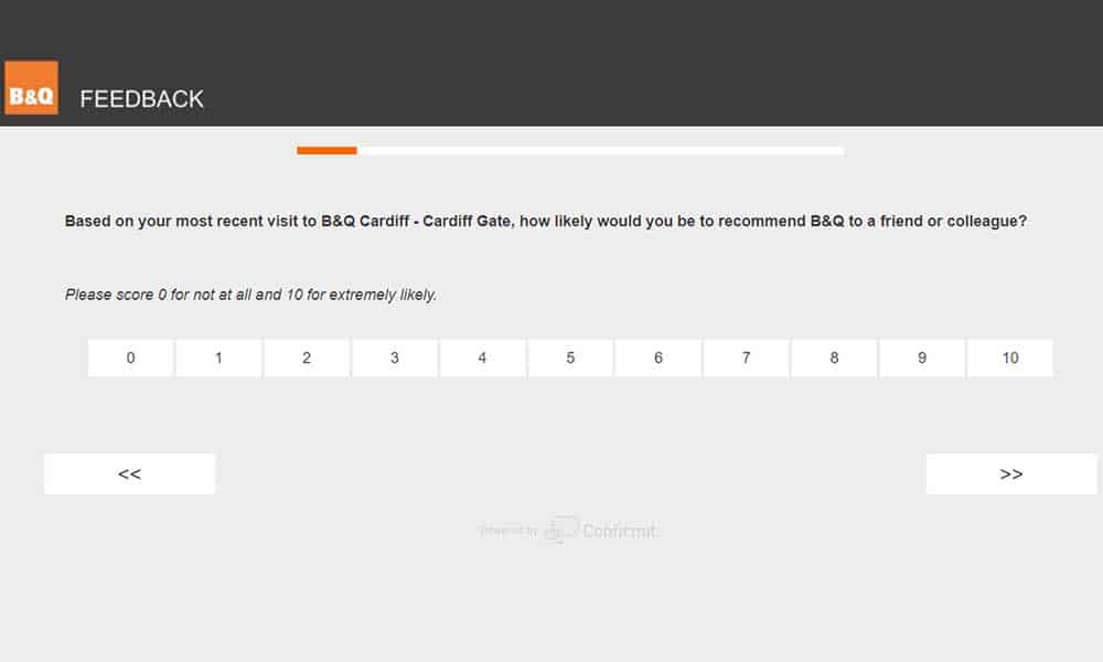 B & Q customer feedback survey