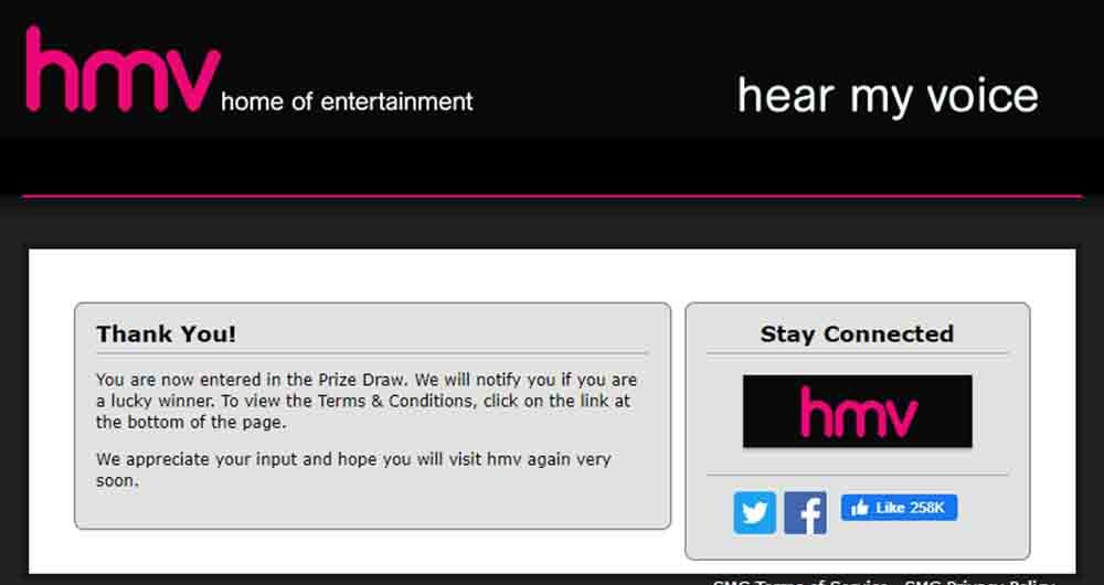 hmv hear my voice enter code