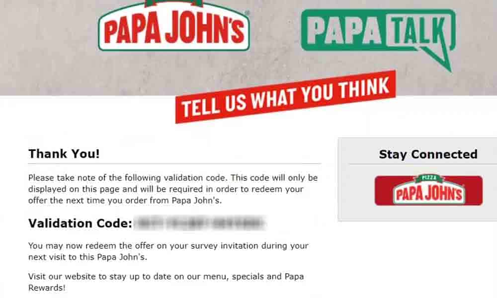 papajohnscustomer survey