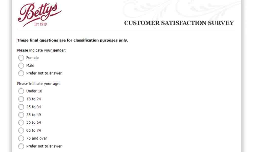 my bettys uk survey