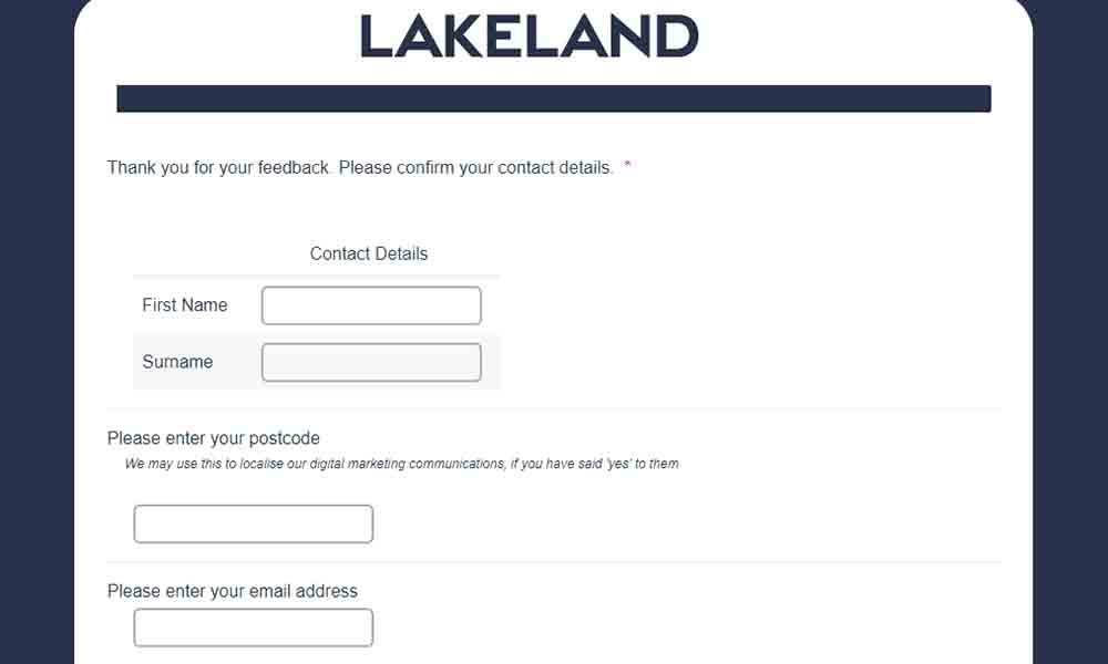 www lakeland co uk survey