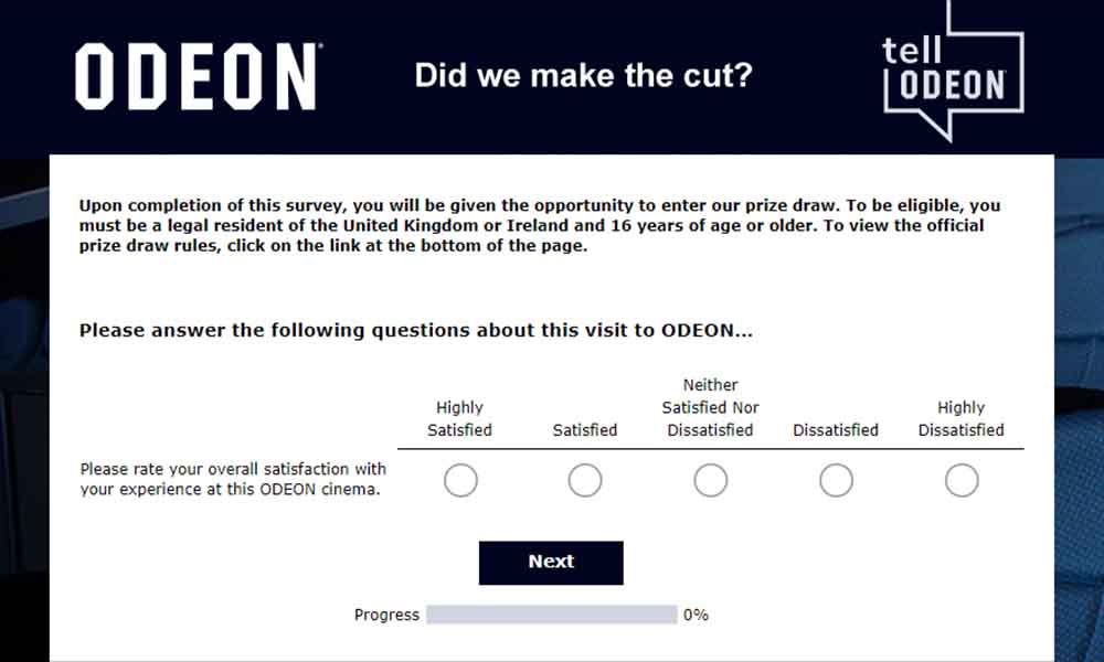 Tell odeon feedback survey