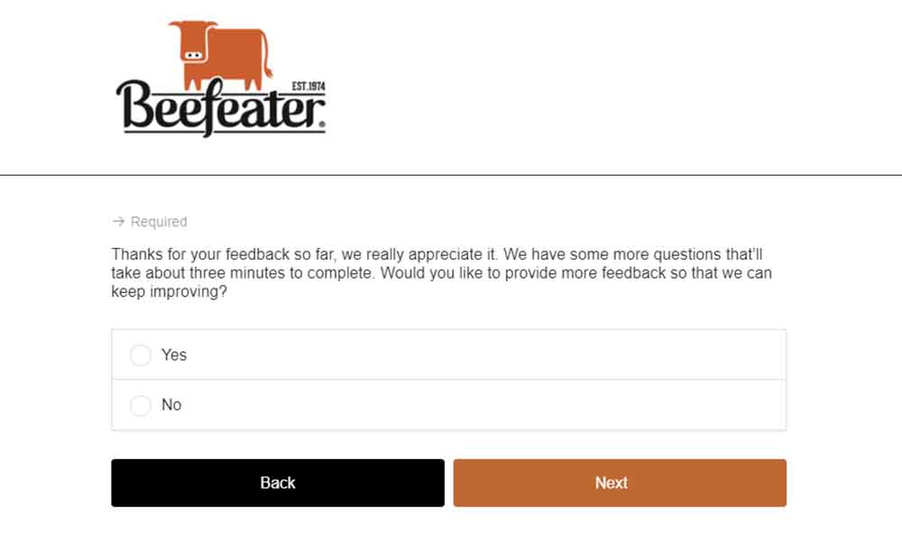 beefeater customer survey