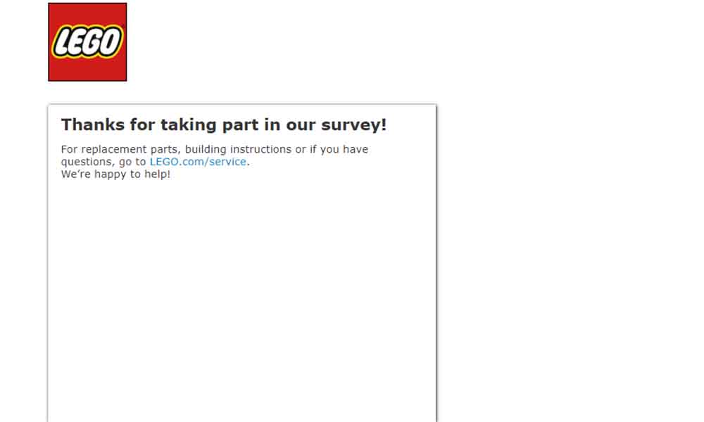 lego product feedback survey