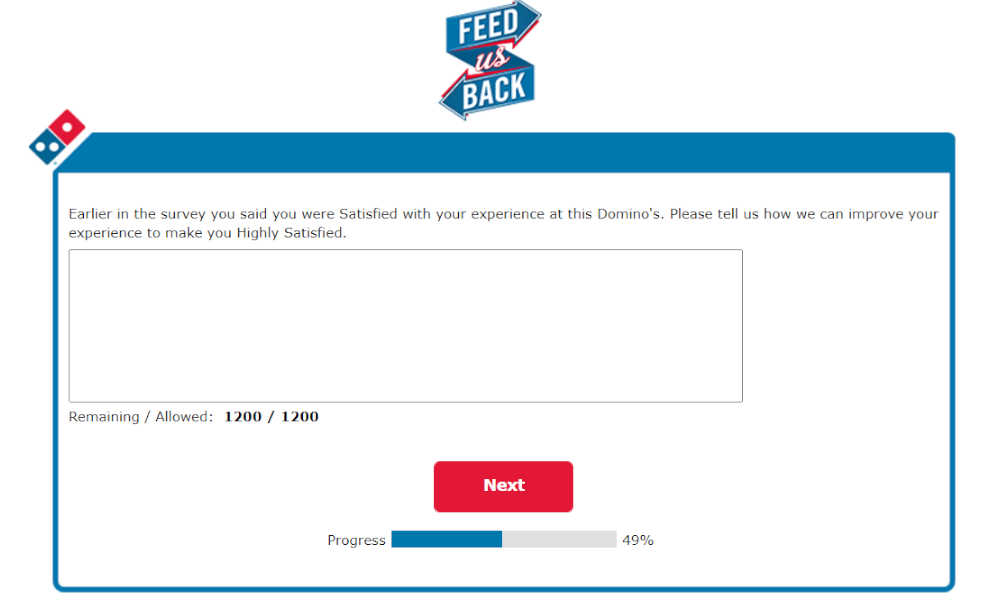 dominos feed us back