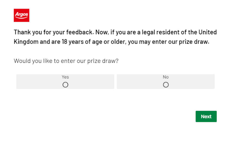 argos £1000 gift card survey